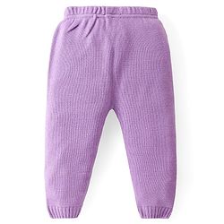 Babyhug Knitted Full Sleeves Sweater Set with Checkered Design - Purple