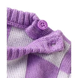 Babyhug Knitted Full Sleeves Sweater Set with Checkered Design - Purple