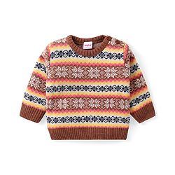 Babyhug Knitted Full Sleeves Sweater Set with Intarsia Design - Multicolour