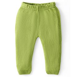 Babyhug Knitted Full Sleeves Striped Hooded Front Open Sweater Set - Sky Blue & Lime