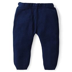 Babyhug Knitted Full Sleeves Hooded Front Open Sweater Set - Navy Blue