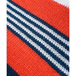 Babyhug Knitted Full Sleeves Striped Hooded Sweater Set - Blue & Orange
