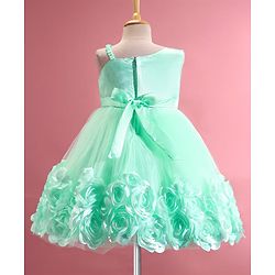 Babyhug Sleeveless  Rosette Applique Fit & Flared Party Frock - Mint