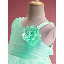Babyhug Sleeveless  Rosette Applique Fit & Flared Party Frock - Mint