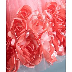 Babyhug Sleeveless Fit & Flared Party Frock with Pleated Detailing & Floral Embellishment - Coral