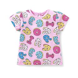 Babyhug SIngle Jersey Knit Half Sleeves Alphabet Printed Night Suit - Pink