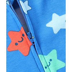 Babyhug Interlock Knit Full Sleeves Sleepsuit with Star Print - Blue