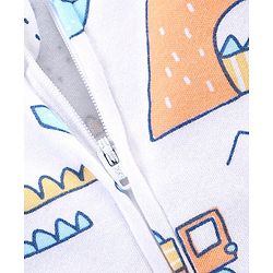 Babyhug Interlock Knit  Full Sleeves Sleep Suit with Tree Print - White
