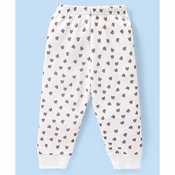 Babyhug Full Sleeves Front Open Thermal Vest And Legging With Bow Print - Off-White