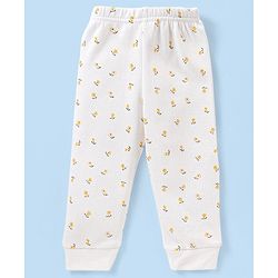 Babyhug Full Sleeves Front Open Thermal Vest And Legging With Floral Print - Off-White