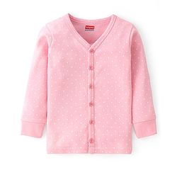 Babyhug Full Sleeves Thermal Vest and Pant Set Polka Dot Print - Pink