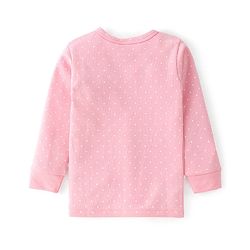 Babyhug Full Sleeves Thermal Vest and Pant Set Polka Dot Print - Pink