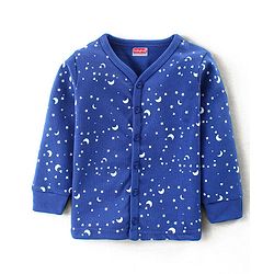 Babyhug Full Sleeves Front Open Vest & Leggings Set Star Print - Navy Blue