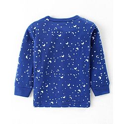 Babyhug Full Sleeves Front Open Vest & Leggings Set Star Print - Navy Blue