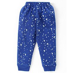 Babyhug Full Sleeves Front Open Vest & Leggings Set Star Print - Navy Blue