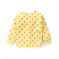 Babyhug Full Sleeves Front Open Thermal Vest and Pant Set Floral Print - Lime Yellow