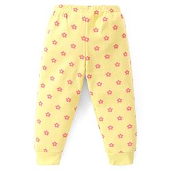 Babyhug Full Sleeves Front Open Thermal Vest and Pant Set Floral Print - Lime Yellow