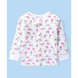 Babyhug Front Open Full Sleeve Vest and Legging Thermal Wear Floral Printed Combo Set -Off White
