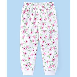 Babyhug Front Open Full Sleeve Vest and Legging Thermal Wear Floral Printed Combo Set -Off White
