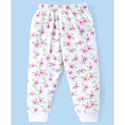 Babyhug Front Open Full Sleeve Vest and Legging Thermal Wear Floral Printed Combo Set -Off White