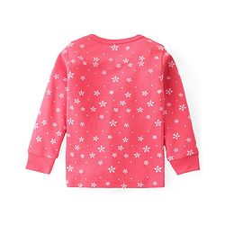 Babyhug Front Open Full Sleeves Top & Bottom Thermal Wear Combo Set Snowflake Print - Pink