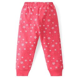 Babyhug Front Open Full Sleeves Top & Bottom Thermal Wear Combo Set Snowflake Print - Pink