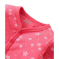 Babyhug Front Open Full Sleeves Top & Bottom Thermal Wear Combo Set Snowflake Print - Pink