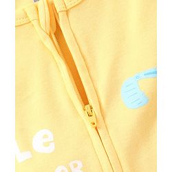 Babyhug Interlock Knit Full Sleeves Sleepsuit with JCB Print - Yellow
