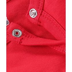 Babyhug Interlock Knit Full Sleeves Sleep Suit Striped & Text Print - Red