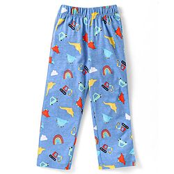 Babyhug Single Jersey Half Sleeves Night Suit Dino & Car Print - Blue