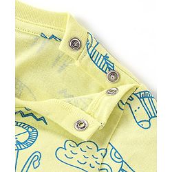 Babyhug Cotton Knit Half Sleeves Lion Printed Night Suit - Green