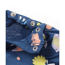 Babyhug Single Jersey Knit  Half Sleeves Night Suit with Sea Life Theme Print - Navy Blue