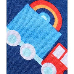 Babyhug Single Jersey Knit Half Sleeves Night Suit Vehicle Print - Navy Blue