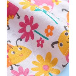 Babyhug Cotton Jersey Singlet Asymmetrical Frock with Bow Floral Print - White
