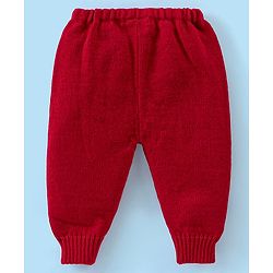 Babyhug Knitted Full Sleeves Striped Baby Sweater Set with Cap & Booties - White & Red
