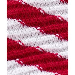 Babyhug Knitted Full Sleeves Striped Baby Sweater Set with Cap & Booties - White & Red