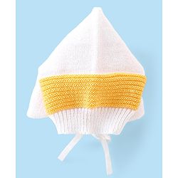 Babyhug Knitted Full Sleeves Striped Baby Sweater Set with Cap & Booties - White & Red