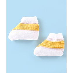 Babyhug Knitted Full Sleeves Striped Baby Sweater Set with Cap & Booties - White & Red