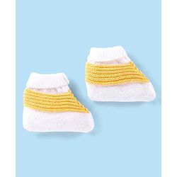 Babyhug Knitted Full Sleeves Striped Baby Sweater Set with Cap & Booties - White & Red