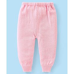 Babyhug Knitted Full Sleeves Striped Baby Sweater Set with Cap & Booties - White & Pink