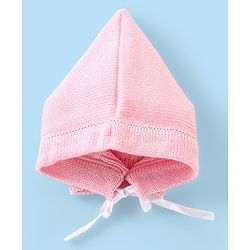 Babyhug Knitted Full Sleeves Striped Baby Sweater Set with Cap & Booties - White & Pink