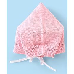 Babyhug Knitted Full Sleeves Striped Baby Sweater Set with Cap & Booties - White & Pink