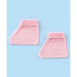 Babyhug Knitted Full Sleeves Striped Baby Sweater Set with Cap & Booties - White & Pink