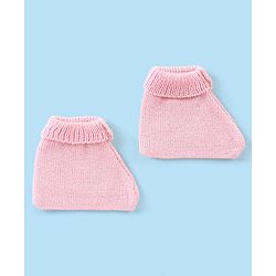 Babyhug Knitted Full Sleeves Striped Baby Sweater Set with Cap & Booties - White & Pink