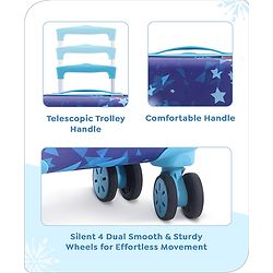 Babyhug Disney Frozen Hard Sided Kids Trolley Luggage Bag with Wheels Blue - 18 Inch