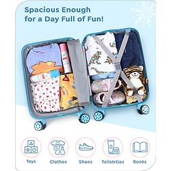 Babyhug Disney Frozen Hard Sided Kids Trolley Luggage Bag with Wheels Blue - 18 Inch