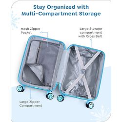 Babyhug Disney Frozen Hard Sided Kids Trolley Luggage Bag with Wheels Blue - 18 Inch