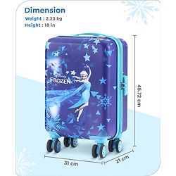 Babyhug Disney Frozen Hard Sided Kids Trolley Luggage Bag with Wheels Blue - 18 Inch
