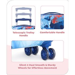 Babyhug Disney Frozen Hard Sided Kids Trolley Luggage Bag with Wheels Blue - 18 Inch
