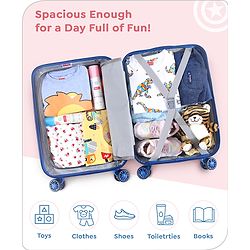 Babyhug Disney Frozen Hard Sided Kids Trolley Luggage Bag with Wheels Blue - 18 Inch